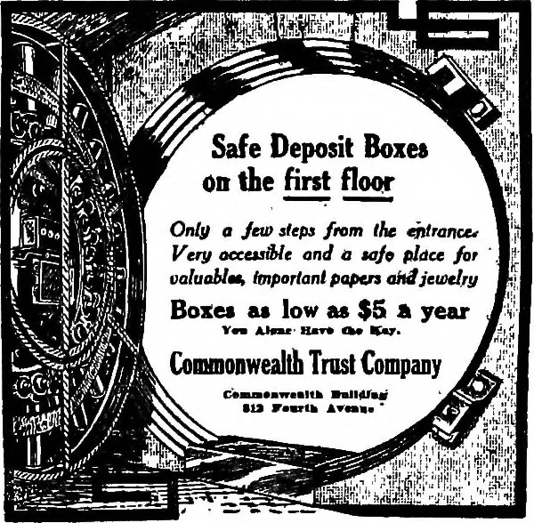 An illustration from Pushing your business : a textbook of advertising; giving practical advice on advertising for banks, trust companies, safe deposit companies, investment brokers, real estate dealers, insurance agents and all interested in promoting their business by judicious advertising, 1911, leaf 121