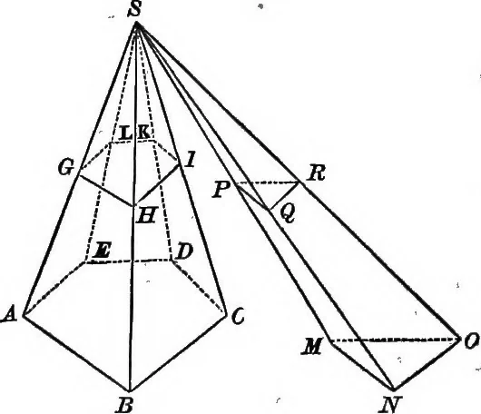 An illustration from The normal elementary geometry : embracing a brief treatise on mensuration and trigonometry : designed for academies, seminaries, high schools, normal schools, and advanced classes in common schools, 1884, leaf 137