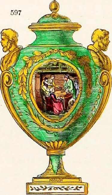 An illustration from A guide to the knowledge of pottery, porcelain, and other objects of vertu : comprising an illustrated catalogue of the Bernal collection of works of art, with the prices at which they were sold by auction, and the names of the present possessors. To which are added an introductory essay on pottery and porcelain, and an engraved list of marks and monograms, 1862, leaf 86