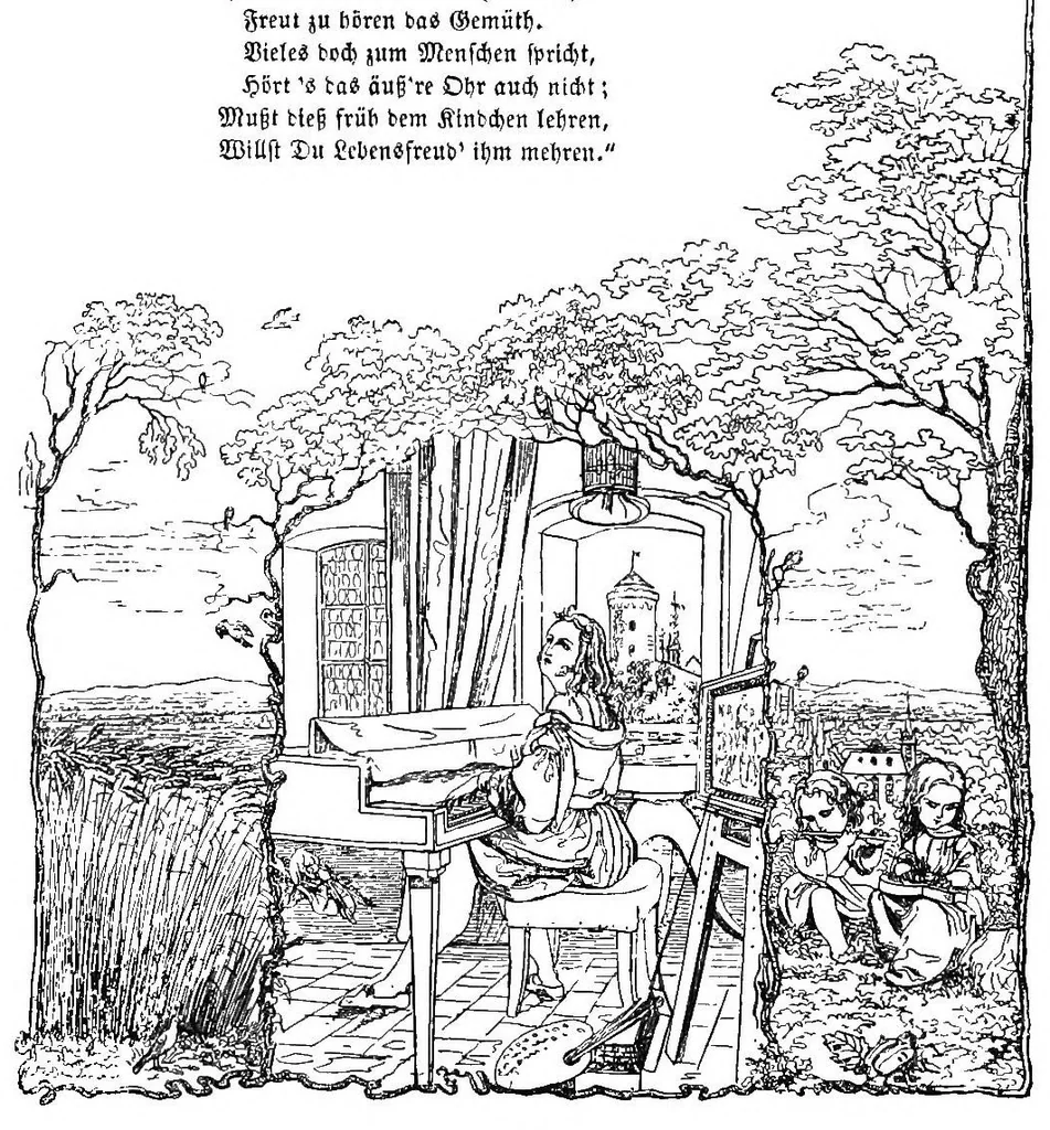An illustration from The mottoes and commentaries of Friedrich Froebel's Mother play, 1895, leaf 191