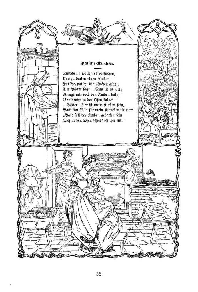 An illustration from The songs and music of Friedrich Froebel's Mother play (Mutter und kose Lieder), 1895, leaf 58