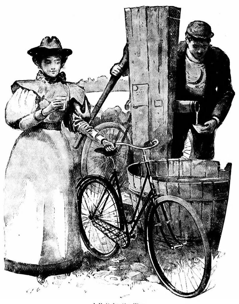 An illustration from The book of athletics and out-of-door sports : containing practical advice and suggestions from college team-captains and other amateurs, on foot-ball, base-ball, tennis, rowing, golf, sprinting, bicycling, swimming, skating, yachting, etc., 1895, leaf 104