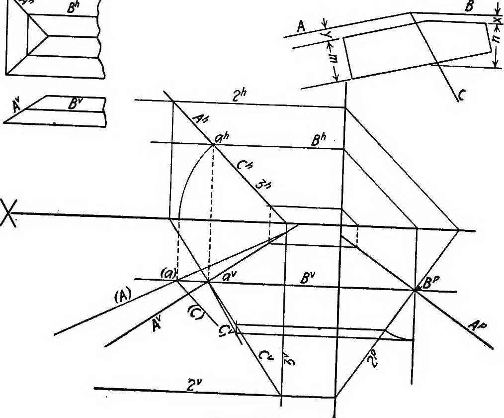 An illustration from Descriptive geometry, 1918, leaf 117