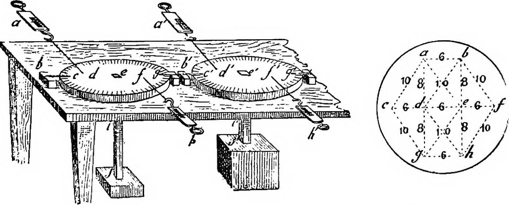 An illustration from A course of experiments in physical measurement, 1897, leaf 386