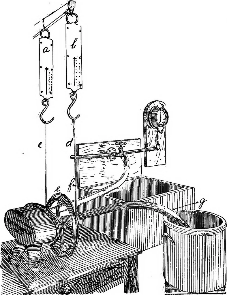 An illustration from A course of experiments in physical measurement, 1897, leaf 413