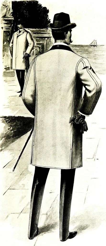 An illustration from The spring book of B. Kuppenheimer & Co. : illustrating a new century of clothing-radically different from the old-and incidentally depicting the more striking chances in men's wear during the past one hundred year, 1900, leaf 17