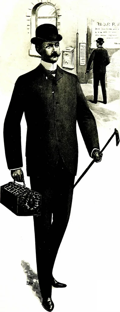An illustration from The spring book of B. Kuppenheimer & Co. : illustrating a new century of clothing-radically different from the old-and incidentally depicting the more striking chances in men's wear during the past one hundred year, 1900, leaf 21