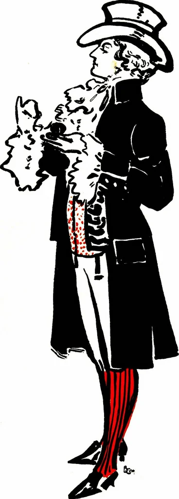 An illustration from The spring book of B. Kuppenheimer & Co. : illustrating a new century of clothing-radically different from the old-and incidentally depicting the more striking chances in men's wear during the past one hundred year, 1900, leaf 25