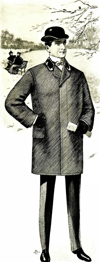 An illustration from The spring book of B. Kuppenheimer & Co. : illustrating a new century of clothing-radically different from the old-and incidentally depicting the more striking chances in men's wear during the past one hundred year, 1900, leaf 27