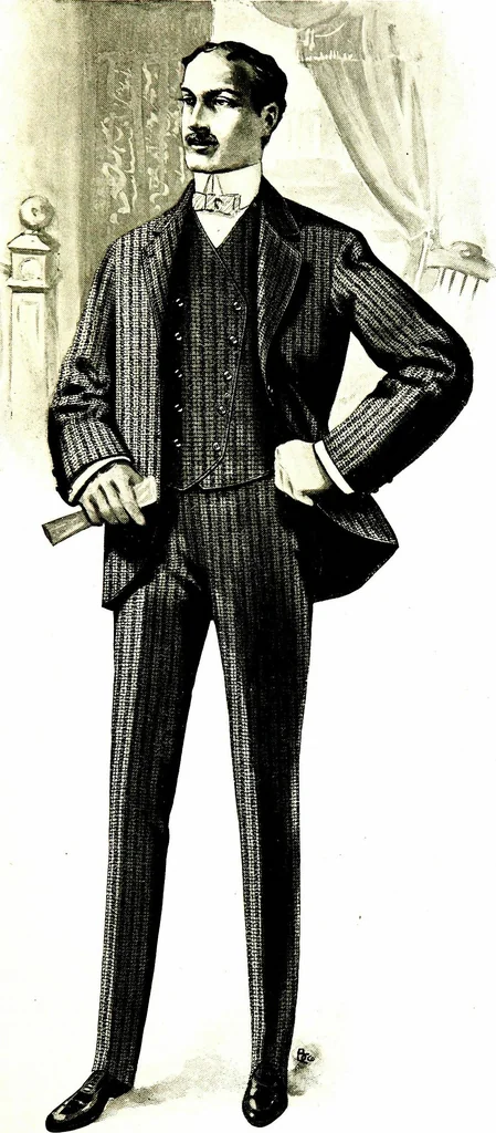 An illustration from The spring book of B. Kuppenheimer & Co. : illustrating a new century of clothing-radically different from the old-and incidentally depicting the more striking chances in men's wear during the past one hundred year, 1900, leaf 33