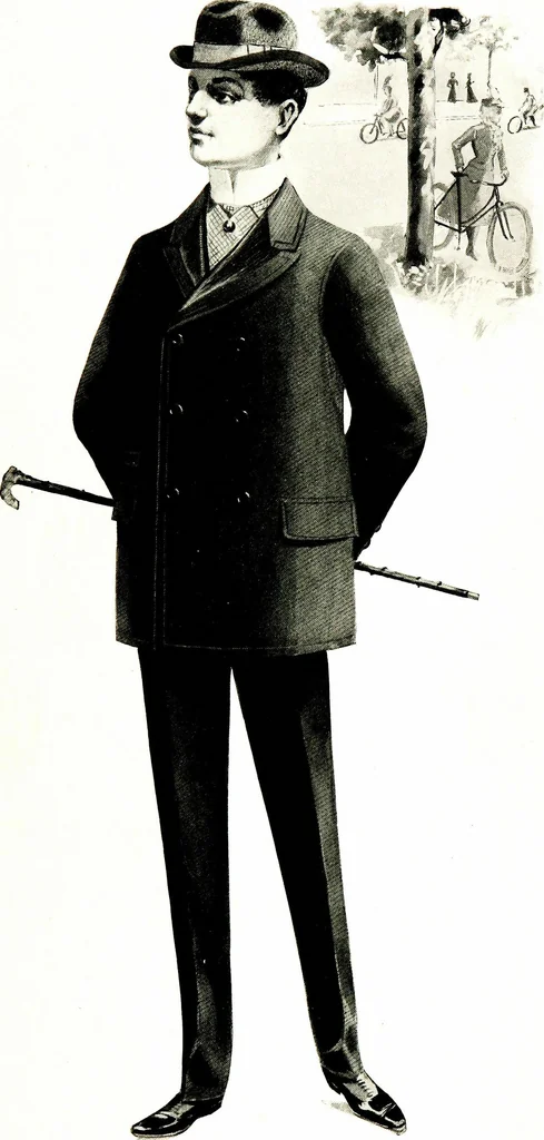 An illustration from The spring book of B. Kuppenheimer & Co. : illustrating a new century of clothing-radically different from the old-and incidentally depicting the more striking chances in men's wear during the past one hundred year, 1900, leaf 52
