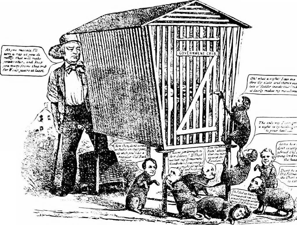 An illustration from Presidential nominations and elections; a history of American conventions, national campaigns, inaugurations and campaign caricature, with numerous illustrations, 1916, leaf 184