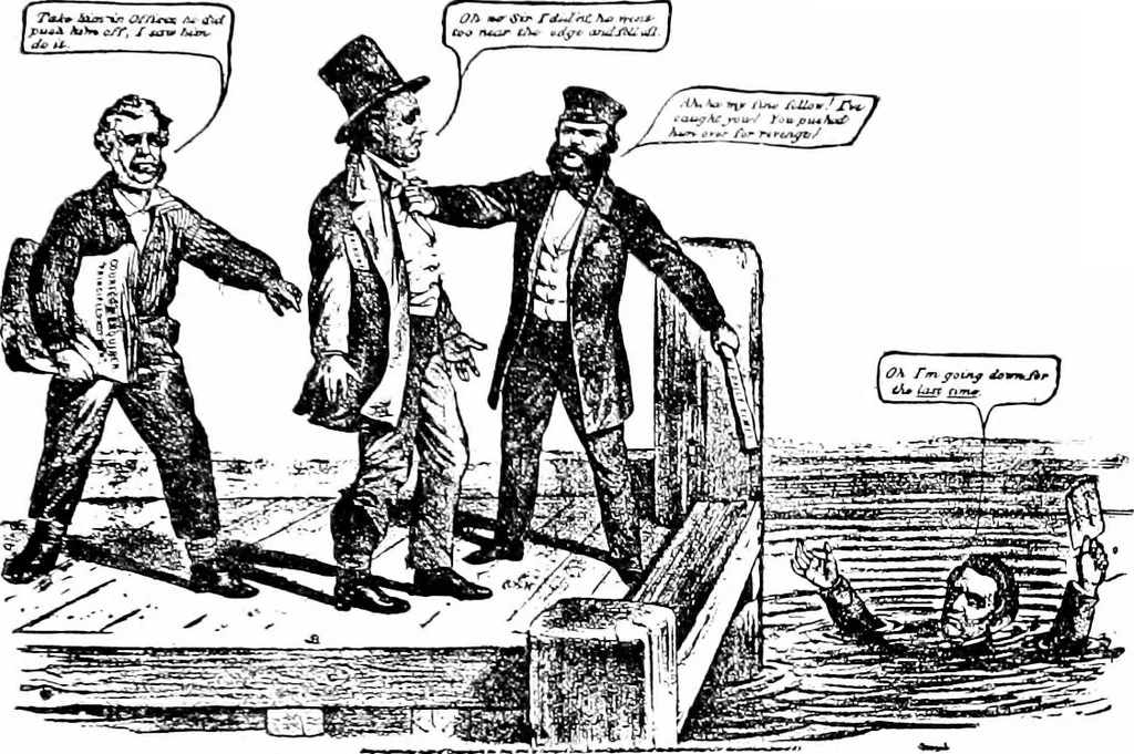 An illustration from Presidential nominations and elections; a history of American conventions, national campaigns, inaugurations and campaign caricature, with numerous illustrations, 1916, leaf 220