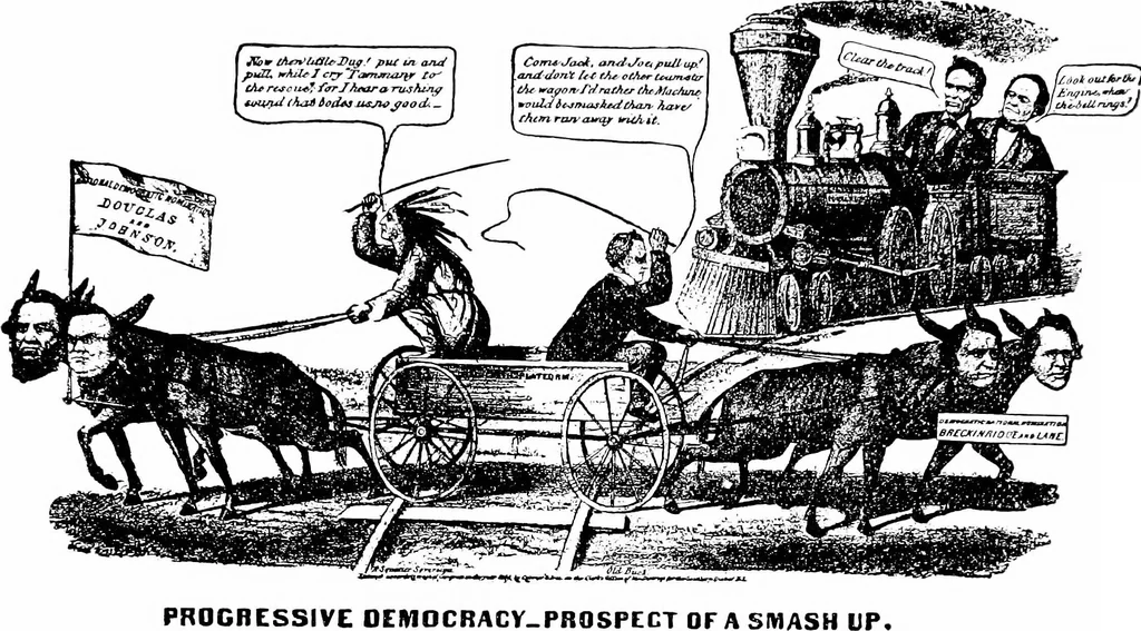 An illustration from Presidential nominations and elections; a history of American conventions, national campaigns, inaugurations and campaign caricature, with numerous illustrations, 1916, leaf 228