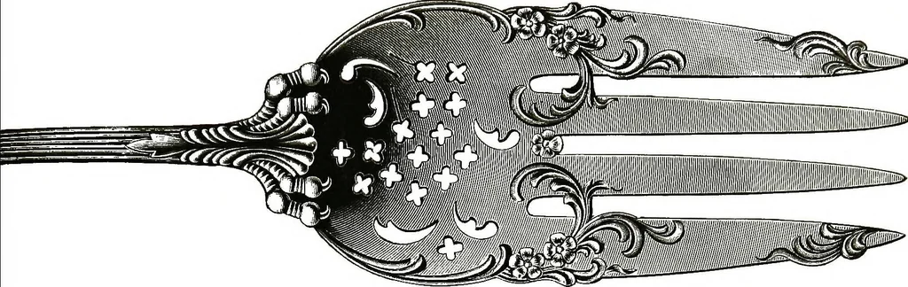 An illustration from Georgian: a pattern of spoons, forks and all other pieces of table flat ware is fully shown in this book, in which is also given an account of the chief events of the war of the revolution and the acts of oppression which preceded and provoked it..., 1906, leaf 75