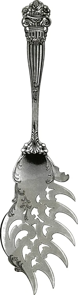 An illustration from Georgian: a pattern of spoons, forks and all other pieces of table flat ware is fully shown in this book, in which is also given an account of the chief events of the war of the revolution and the acts of oppression which preceded and provoked it..., 1906, leaf 79