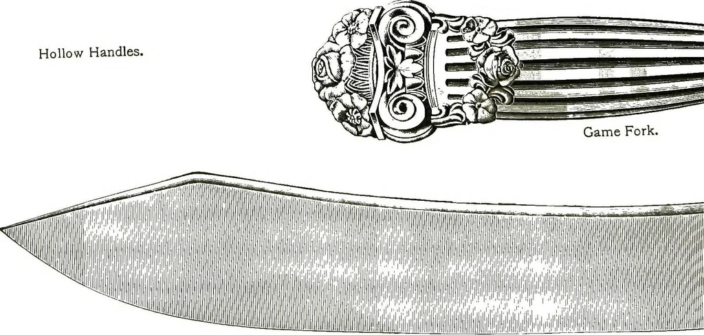 An illustration from Georgian: a pattern of spoons, forks and all other pieces of table flat ware is fully shown in this book, in which is also given an account of the chief events of the war of the revolution and the acts of oppression which preceded and provoked it..., 1906, leaf 90