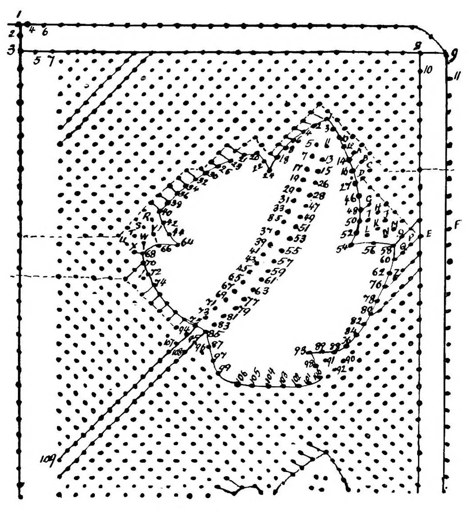 An illustration from Church lace : being eight ecclesiastical patterns in pillow-lace, 1920, leaf 104