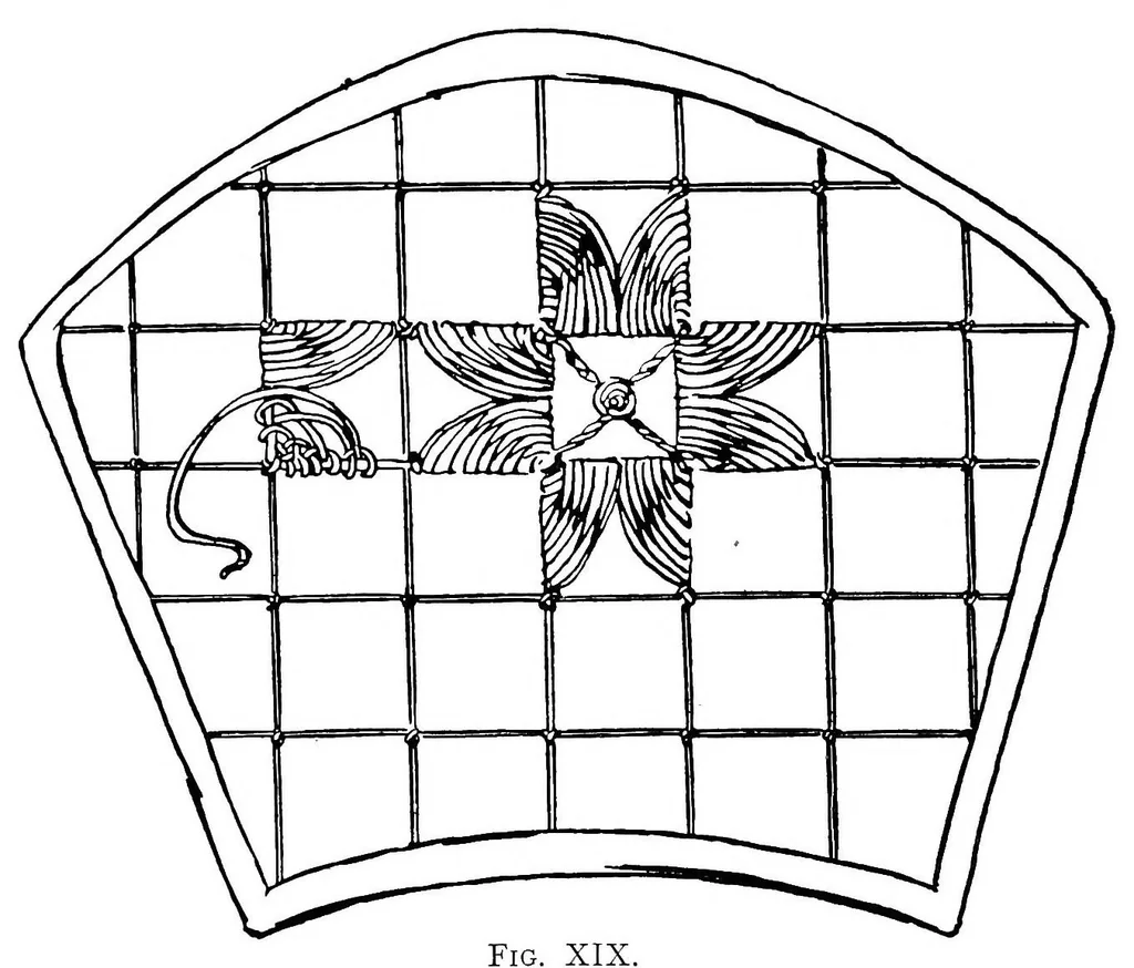 An illustration from The art of bobbin lace : a practical text book of workmanship in antique and modern lace including Geneoese, point de flandre bruges guipure, duchesse, Honiton, "raised" Honiton, applique, and Bruxelles : also how to clean and repair valuable lace, etc., 1911, leaf 154