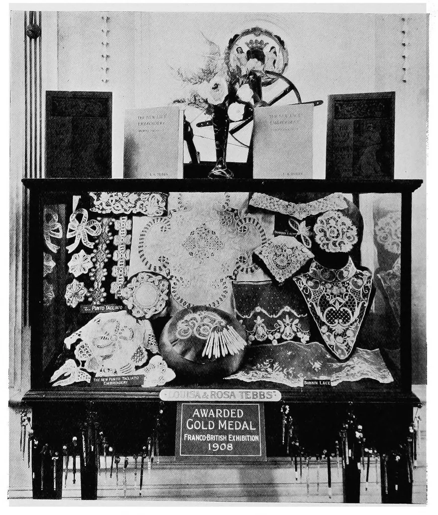 An illustration from Supplement to The art of bobbin lace : a practical text book of workmanship in antique and modern bobbin lace : including Venetian, Milanese, Genoese, guipure, Flemish, Honiton, duchesse, and Brussels : also several rare stitches and fillings for various lace, 1911, leaf 3