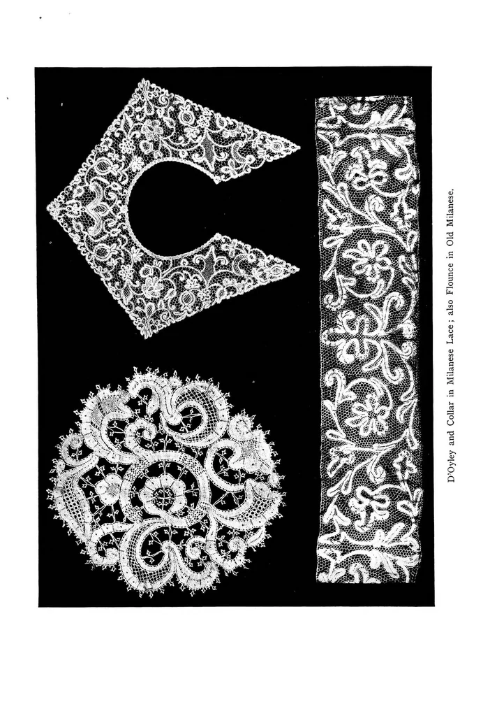 An illustration from Supplement to The art of bobbin lace : a practical text book of workmanship in antique and modern bobbin lace : including Venetian, Milanese, Genoese, guipure, Flemish, Honiton, duchesse, and Brussels : also several rare stitches and fillings for various lace, 1911, leaf 30