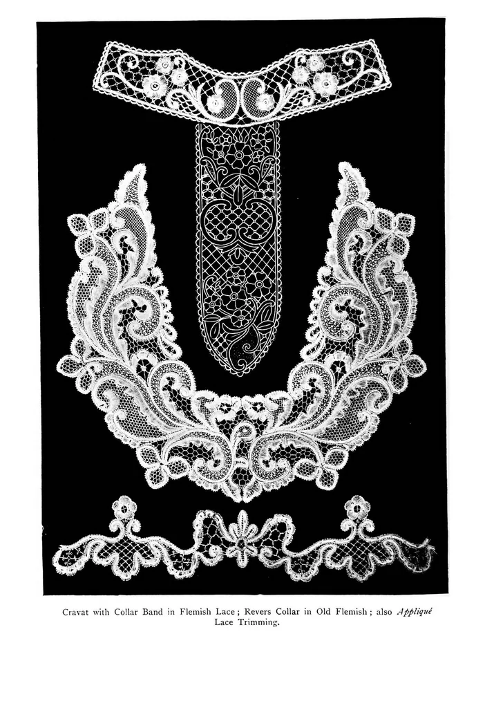 An illustration from Supplement to The art of bobbin lace : a practical text book of workmanship in antique and modern bobbin lace : including Venetian, Milanese, Genoese, guipure, Flemish, Honiton, duchesse, and Brussels : also several rare stitches and fillings for various lace, 1911, leaf 51