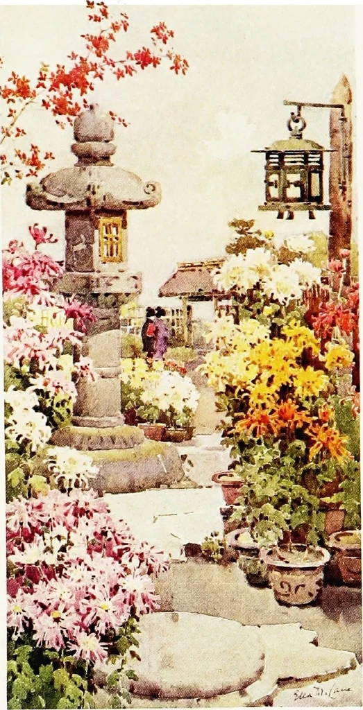 An illustration from The flowers and gardens of Japan, 1908, leaf 396