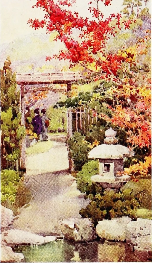 An illustration from The flowers and gardens of Japan, 1908, leaf 414