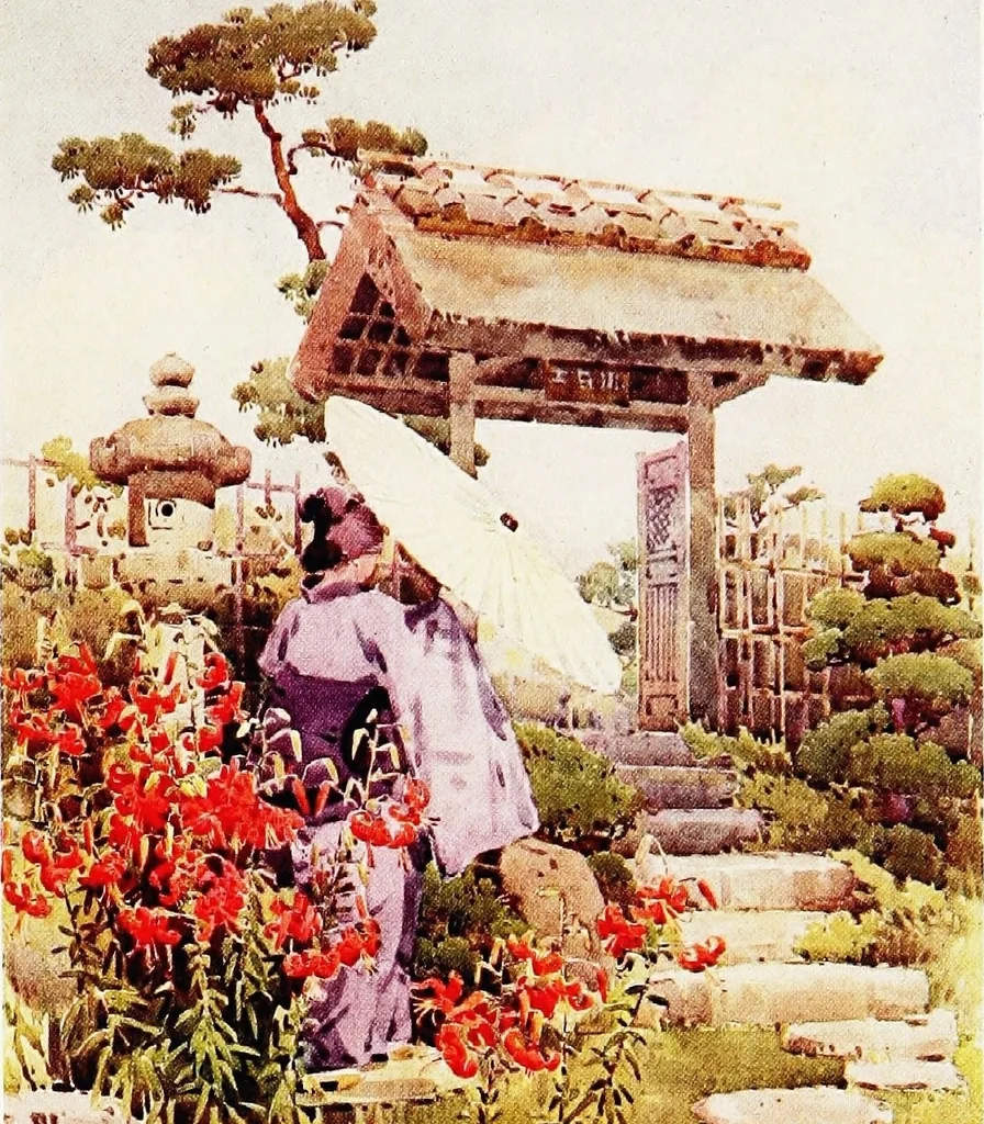An illustration from The flowers and gardens of Japan, 1908, leaf 74