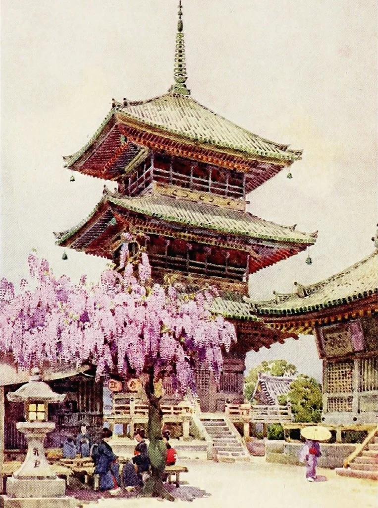 An illustration from The flowers and gardens of Japan, 1908, leaf 9