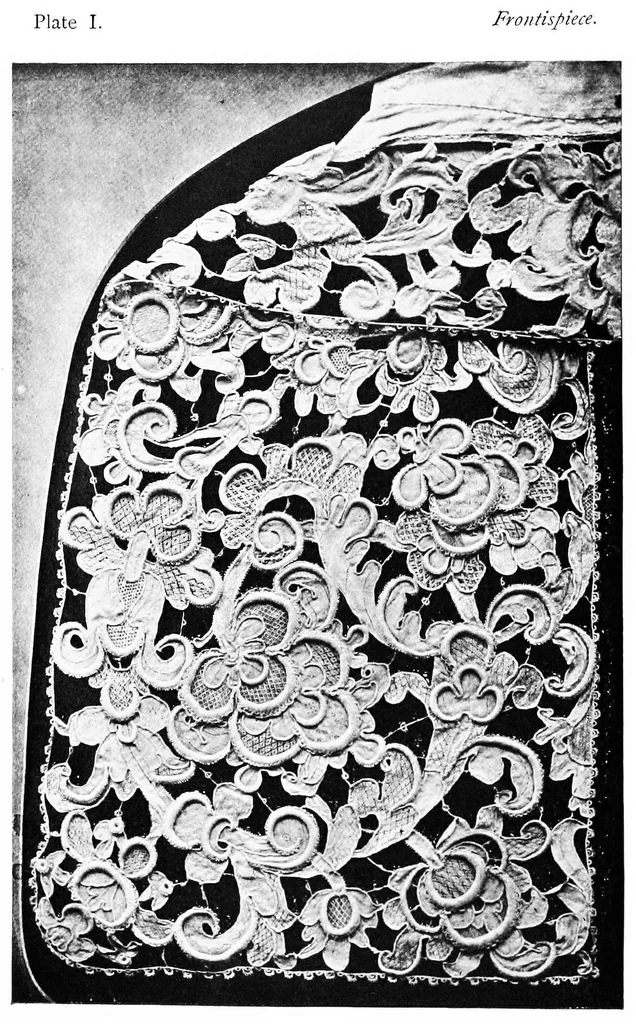 An illustration from Old lace : a handbook for collectors : an account of the different styles of lace, their history, characteristics & manufacture, 1908, leaf 9