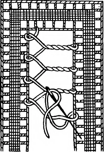 An illustration from The Priscilla Battenberg and point lace book; a collection of lace stitches with working directions for braid laces, 1912, leaf 15