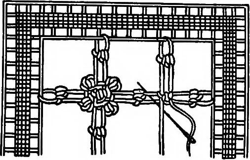 An illustration from The Priscilla Battenberg and point lace book; a collection of lace stitches with working directions for braid laces, 1912, leaf 32