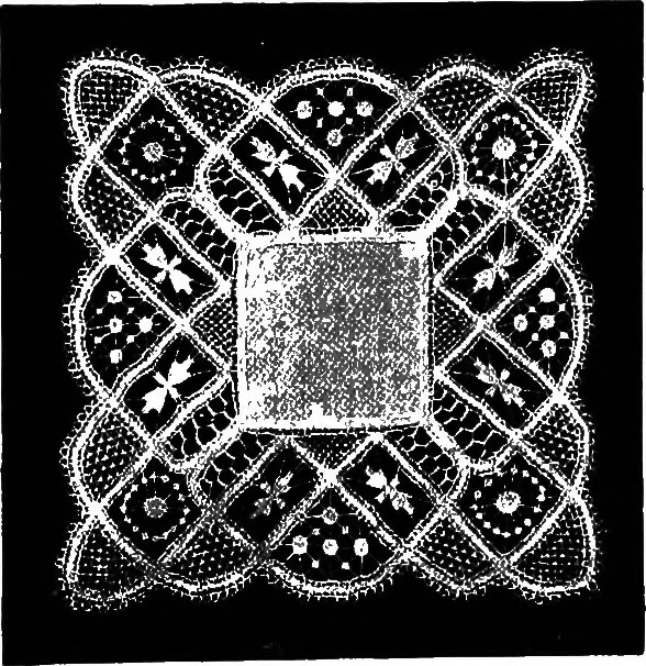 An illustration from The Priscilla Battenberg and point lace book; a collection of lace stitches with working directions for braid laces, 1912, leaf 38