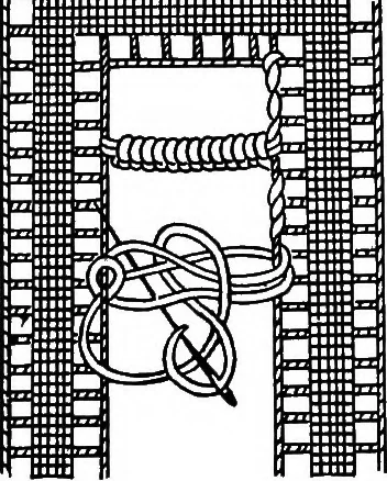 An illustration from The Priscilla Battenberg and point lace book; a collection of lace stitches with working directions for braid laces, 1912, leaf 9