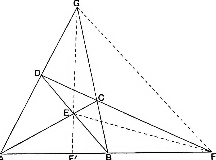 An illustration from An elementary treatise on modern pure geometry, 1893, leaf 103