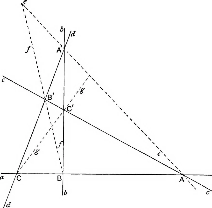 An illustration from An elementary treatise on modern pure geometry, 1893, leaf 108
