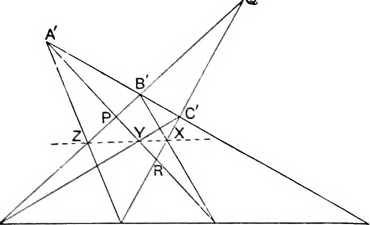 An illustration from An elementary treatise on modern pure geometry, 1893, leaf 114