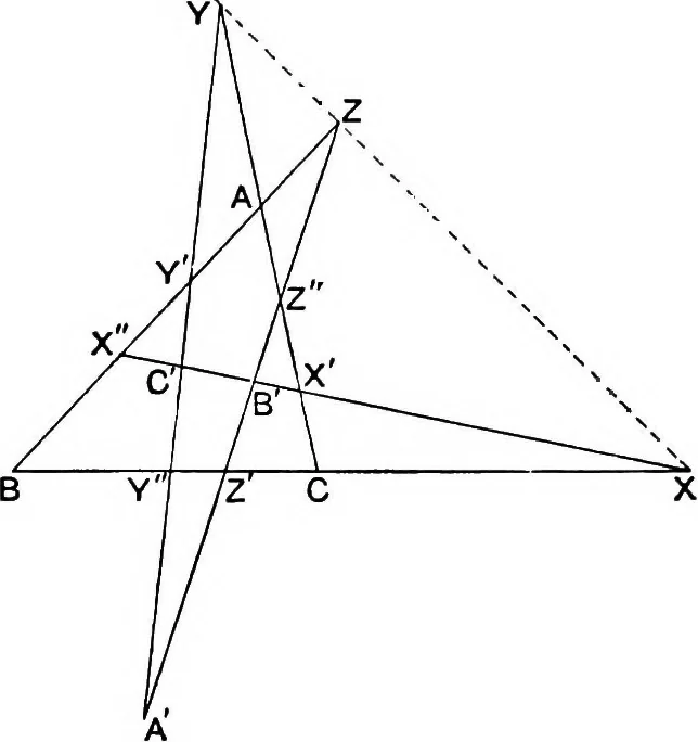An illustration from An elementary treatise on modern pure geometry, 1893, leaf 125