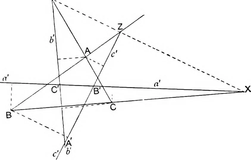 An illustration from An elementary treatise on modern pure geometry, 1893, leaf 128