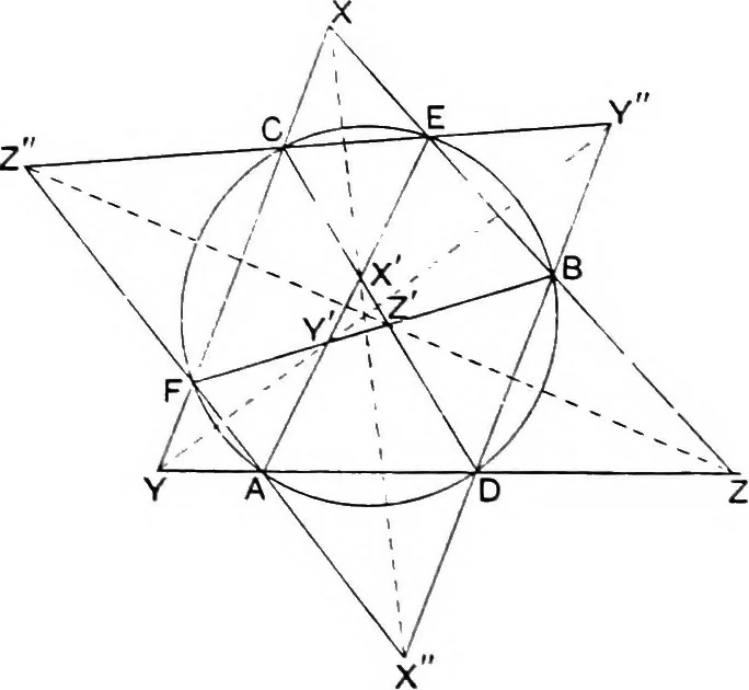 An illustration from An elementary treatise on modern pure geometry, 1893, leaf 130