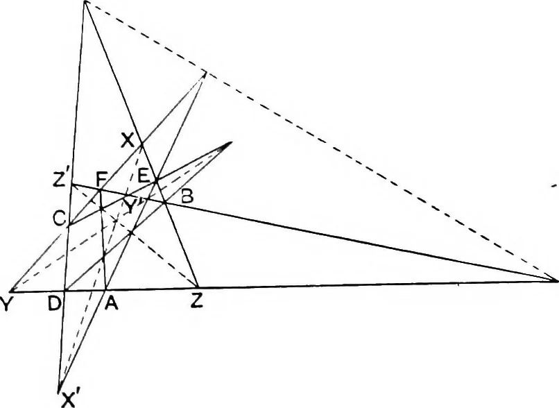 An illustration from An elementary treatise on modern pure geometry, 1893, leaf 134