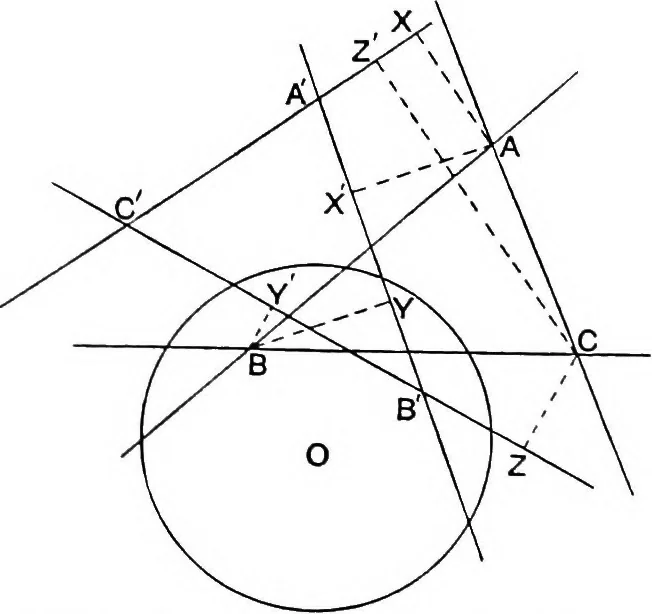 An illustration from An elementary treatise on modern pure geometry, 1893, leaf 180