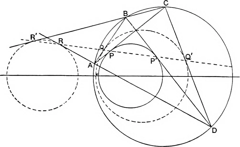 An illustration from An elementary treatise on modern pure geometry, 1893, leaf 226