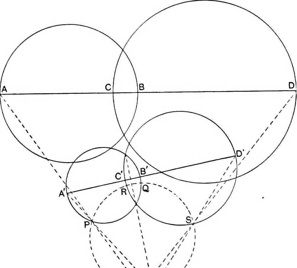 An illustration from An elementary treatise on modern pure geometry, 1893, leaf 244