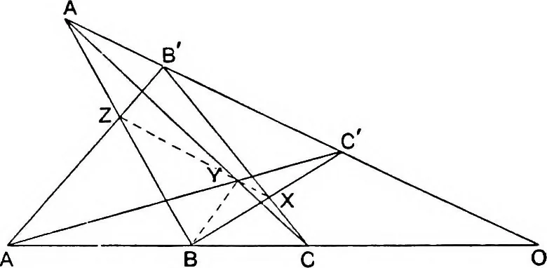 An illustration from An elementary treatise on modern pure geometry, 1893, leaf 289