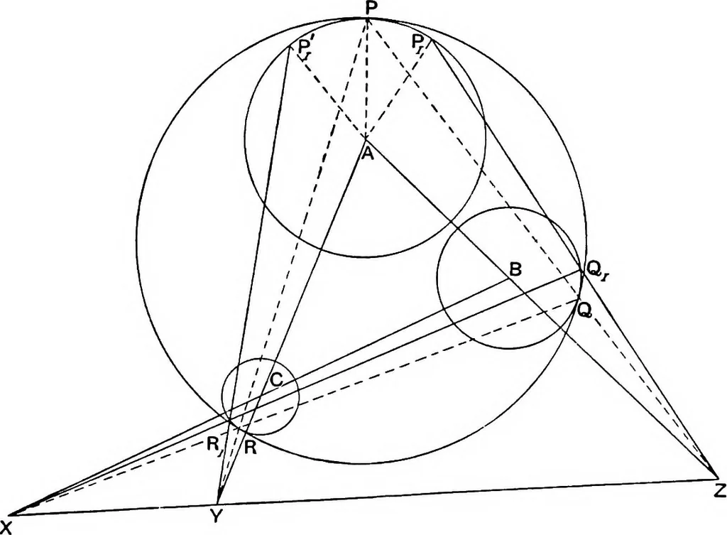 An illustration from An elementary treatise on modern pure geometry, 1893, leaf 299