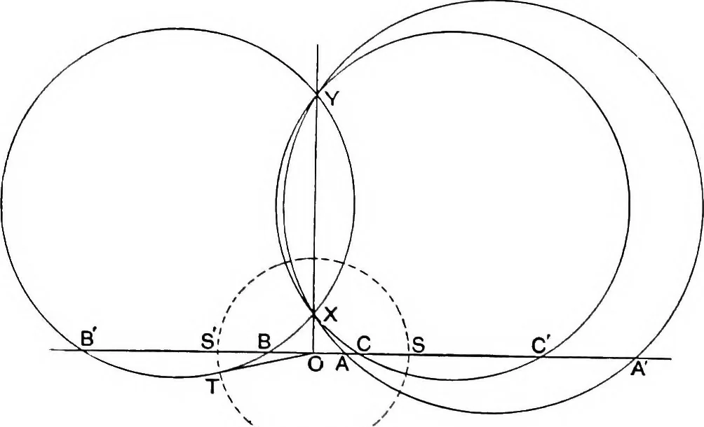 An illustration from An elementary treatise on modern pure geometry, 1893, leaf 56