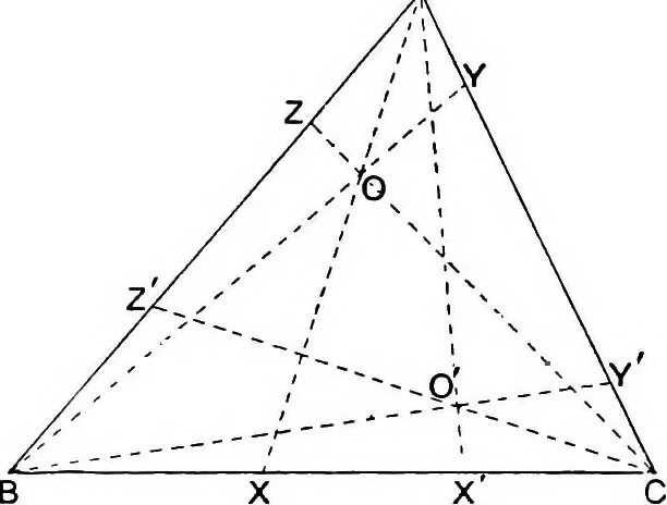 An illustration from An elementary treatise on modern pure geometry, 1893, leaf 73