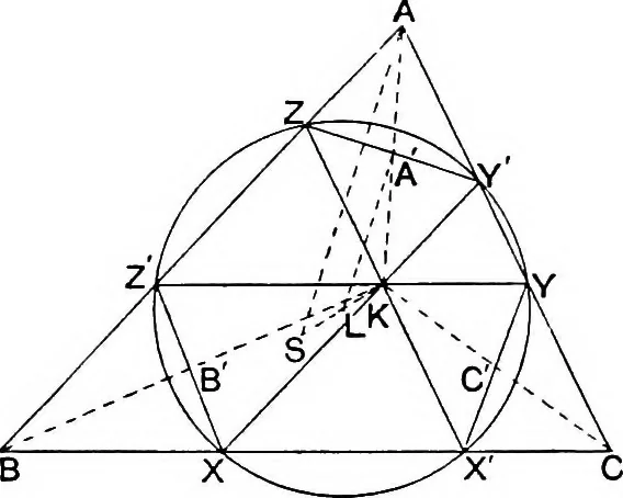 An illustration from An elementary treatise on modern pure geometry, 1893, leaf 93